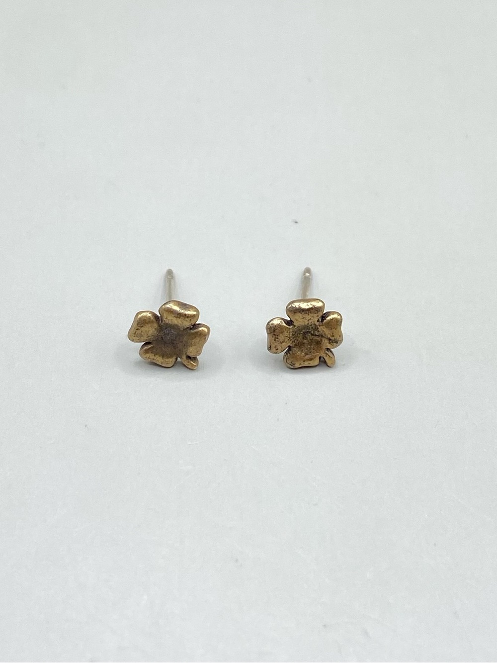 Antique Bronze Plated Sterling Silver Shamrock Post Earrings